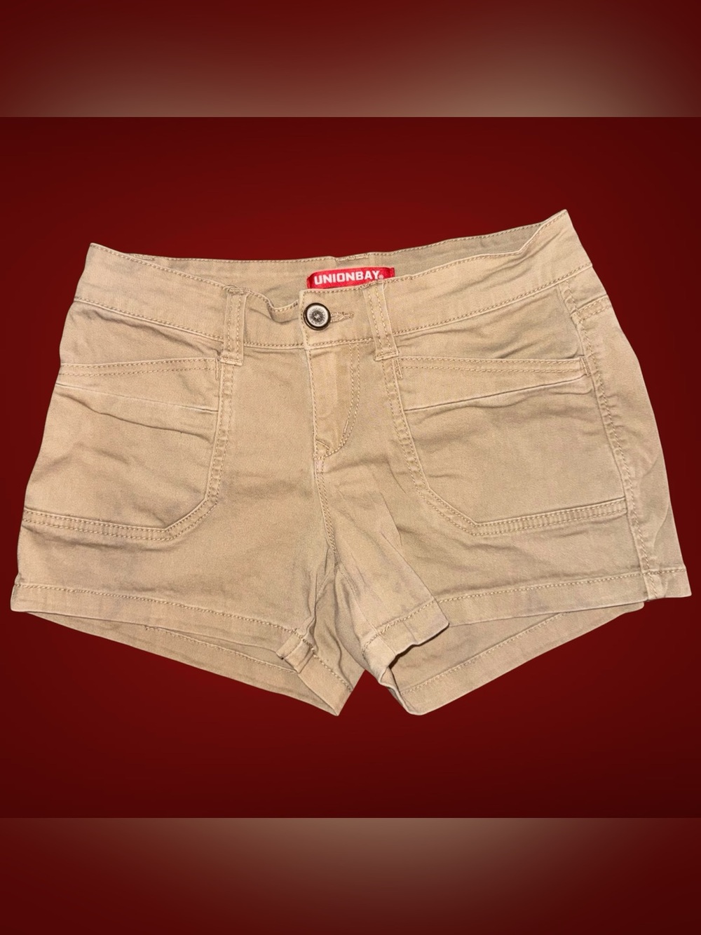 Vintage Y2K Unionbay Khaki Cargo Style Low/Mid Rise Utilitarian Shorts Women’s 1
